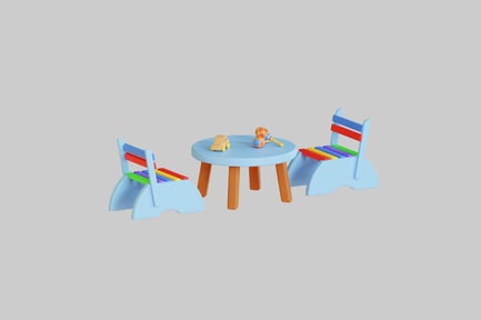 Preview: Child-sized table and chair set with toys