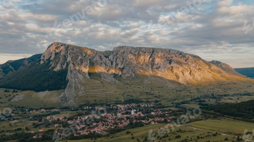 Preview: Impressive panorama view on Rimetea Village. Outstanding view of Piatra Secuiului mountains