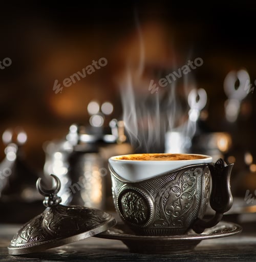 Preview: Close Up of Turkish Coffee in Elegant Cup