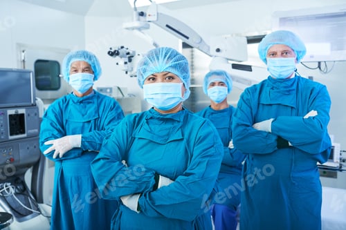 Preview: Medical Team in Hospital Scrubs and Masks