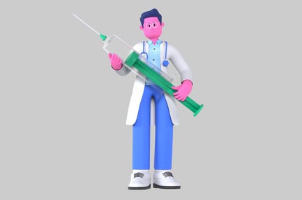 Preview: Cartoon doctor with syringe character