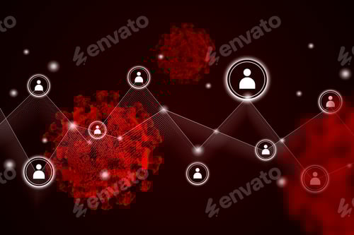 Preview: Networked Contacts and Cells on Dark Red Background