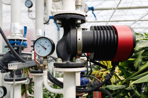 Preview: Equipment of the heating system or irrigation of a modern greenhouse