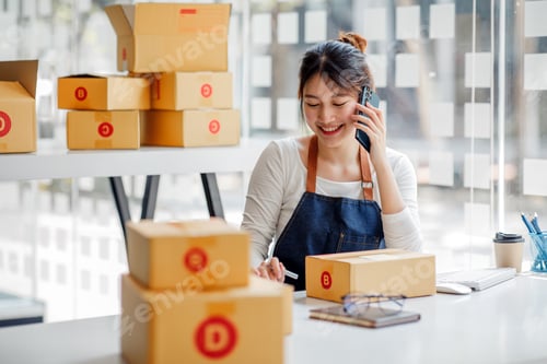 Preview: SME entrepreneur Small business entrepreneurs Online selling ideas,Happy Young Asian business owner
