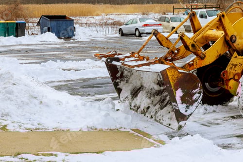 Preview: Machinery snow plough cleaning road removing snow after winter snow storm