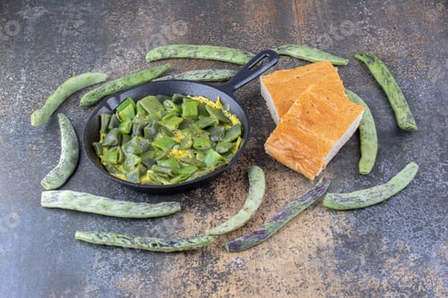 Preview: Chopped green beans served with eggs and herbs