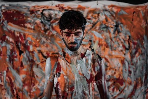 Preview: Portrait of a Caucasian male painted in an abstract style