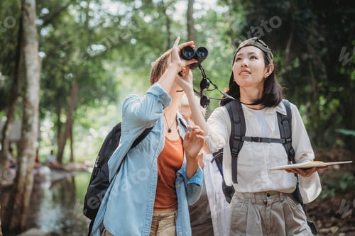 Preview: group of people family enjoy camping outdoor activity with nature, camp site living in happy time