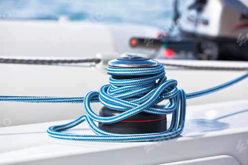 Preview: Winch and rope, yacht detail.