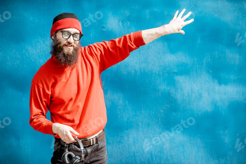 Preview: Portrait of a stylish man on the colorful background