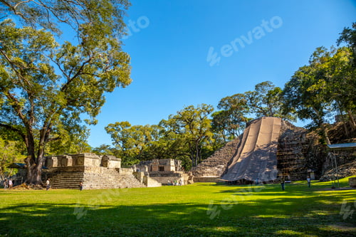 Preview: The most important pyramid in Copan Ruinas protected with an awning
