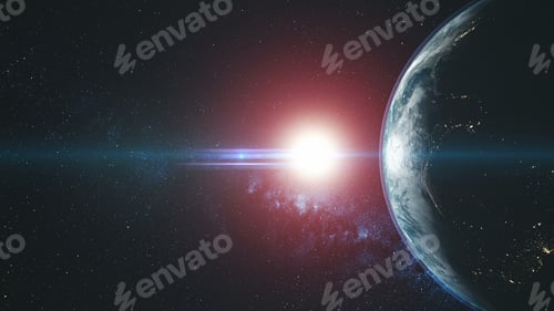 Preview: Planet earth circle round flare sun beam glow