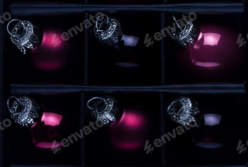 Preview: Christmas flat lay scene with glass balls