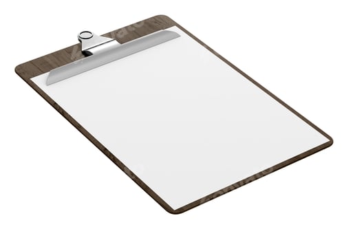 Preview: wooden clipboard with blank paper isolated on white background. 3d illustration