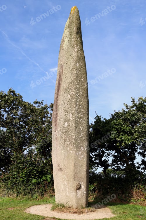 Preview: Menhir Kerloas is a famous ancient standing stone in Brittany, France.