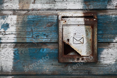 Preview: Old and broken wooden mailbox