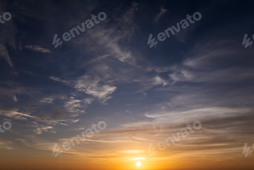 Preview: Gorgeous Sunset Sky with Wispy Clouds at Dusk