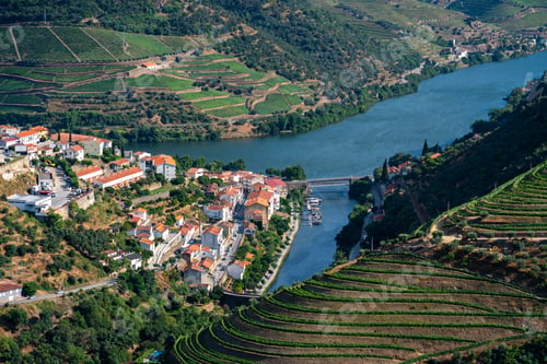 Preview: Pinhão village and Douro River from elevated view