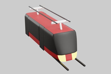Preview: Cartoon red and black tram