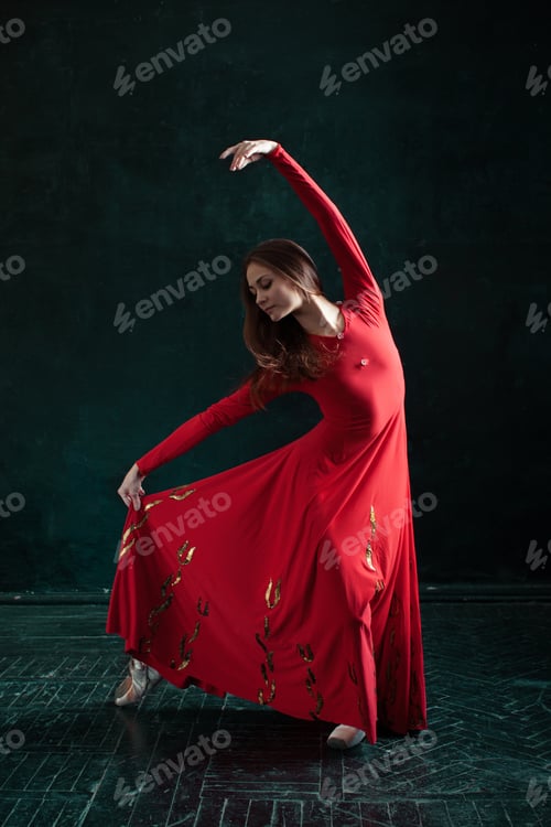Preview: Ballerina Posing In Pointe Shoes At Black Wooden Pavilion