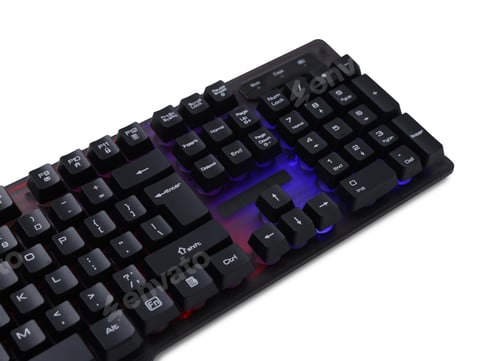 Preview: Modern computer keyboard with RGB lighting isolated on white