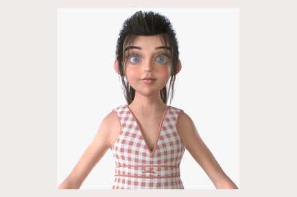 Preview: Cartoon Girl in Gingham Dress