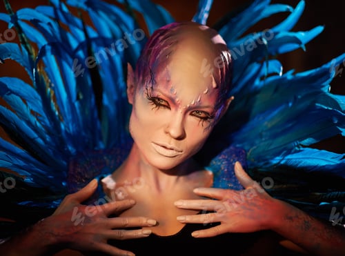 Preview: Creative makeup. Woman from space concept.