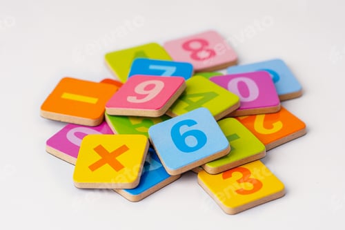 Preview: Math Number colorful on white background