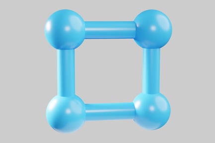 Preview: Blue spheres connected square frame