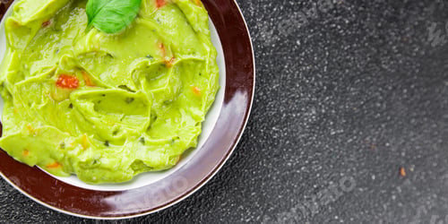 Preview: Guacamole dip avocado sauce vegetables dish organic fresh tasty gourmet food background