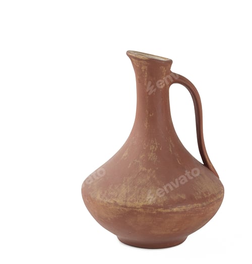 Preview: Ancient wine jug isolated on white background.