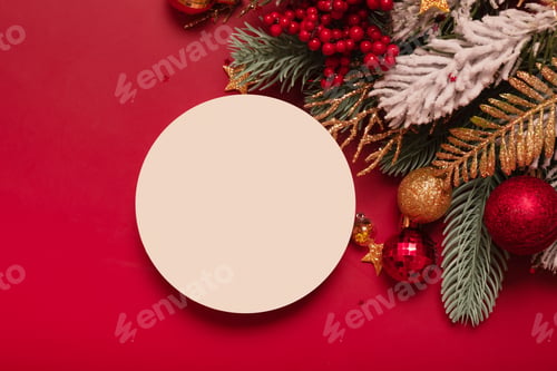 Preview: Mock up podium or pedestal for skincare beauty products and Christmas decorations