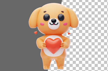 Preview: Dog Character Holding Heart 3D Illustration
