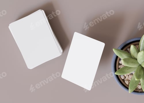 Preview: White and blank playing cards. Poker cards mock up. Template with copy space