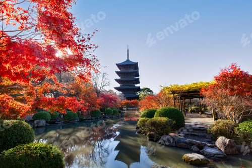 Preview: Five-story Pagoda of Toji Temple in Autumn, Kyoto, Japan