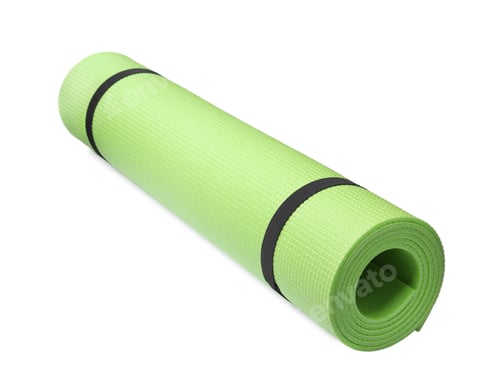 Preview: Rolled light green camping mat isolated on white