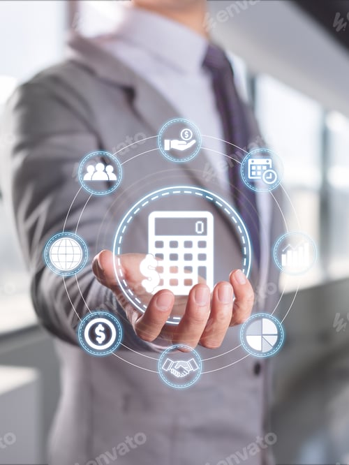 Preview: Man Presents Financial Data Using Holographic Calculator Display