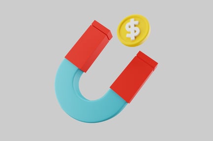 Preview: Magnet attracting dollar coin symbol