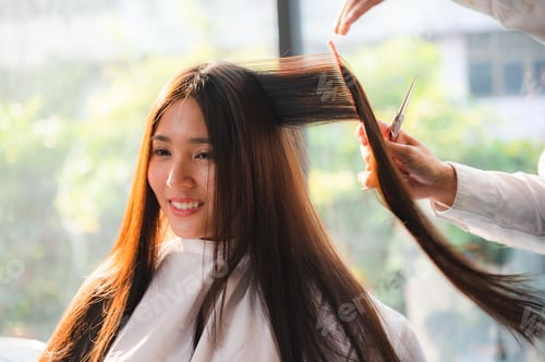 Preview: Woman getting her beautiful long hair styled