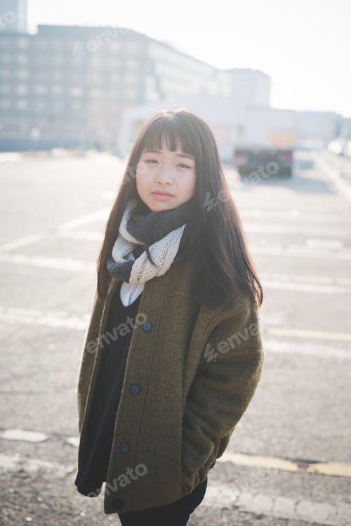 Preview: young beautiful asian hipster woman