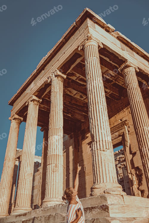 Preview: Excited tourist near Parthenon ruins. Athens. Greece