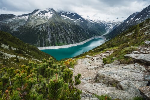 Preview: Schlegeis Stausee lake view. Zillertal, Austria, Europe