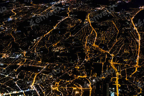 Preview: Nightscape of the city with lights from the aerial view