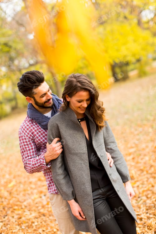 Preview: Young couple in the autumn park