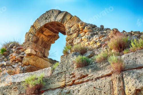 Preview: Awesome sunset over ruins of ancient city Tauric Chersonese