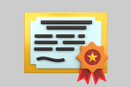 Preview: Certificate with orange star badge and red ribbon