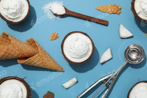 Preview: Summer dessert - ice cream, ice cream with coconut