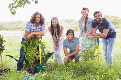 Preview: Happy Friends Gardening For The Community On A Sunny Day
