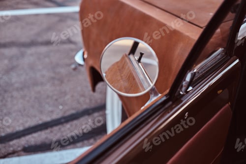 Preview: Opened door of a restored retro car.