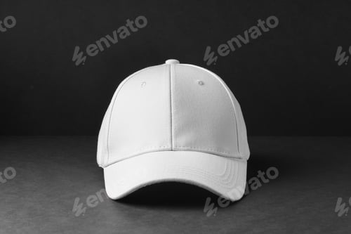 Preview: White Baseball Cap on Black Background